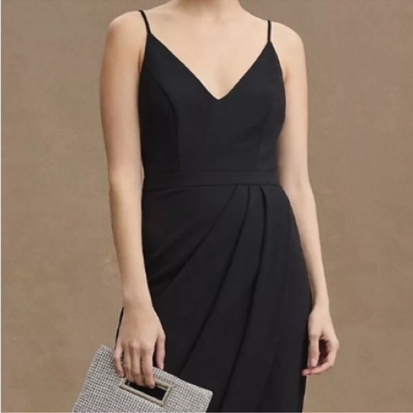 NWT Anthropologie BHLDN Lyra Faux Wrap Dress in Black - Size 4 - Picture 2 of 7